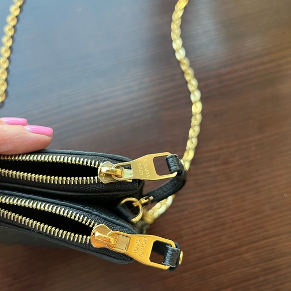 Authentic Louis Vuitton Double-Zip Pochette in Black Monogram Empreinte … - Picture 10 of 14